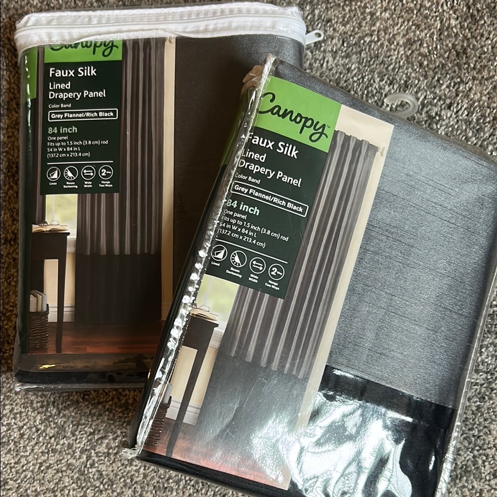 Gray and Black Room Darkening Curtain Panels